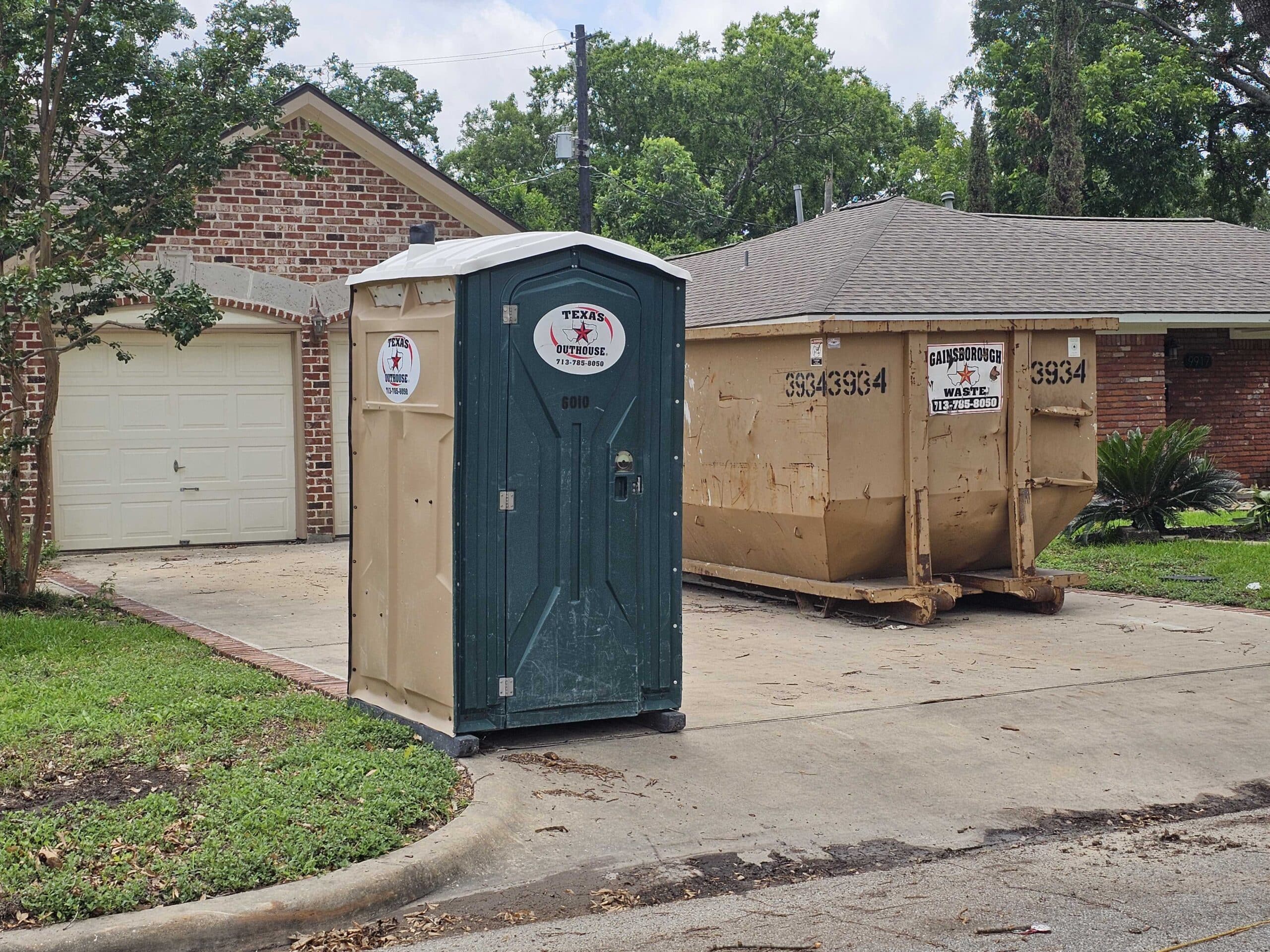 Roll off dumpster at a residential construction site