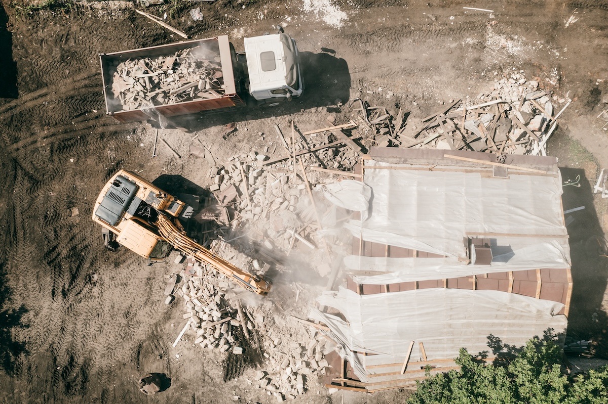 Waste being hauled away from a construction site