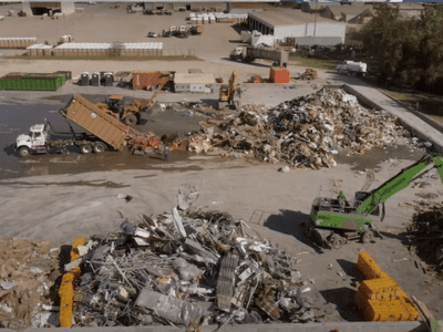 Overhead view of the Gainsborough Waste Transfer Station dump site in Houston, TX